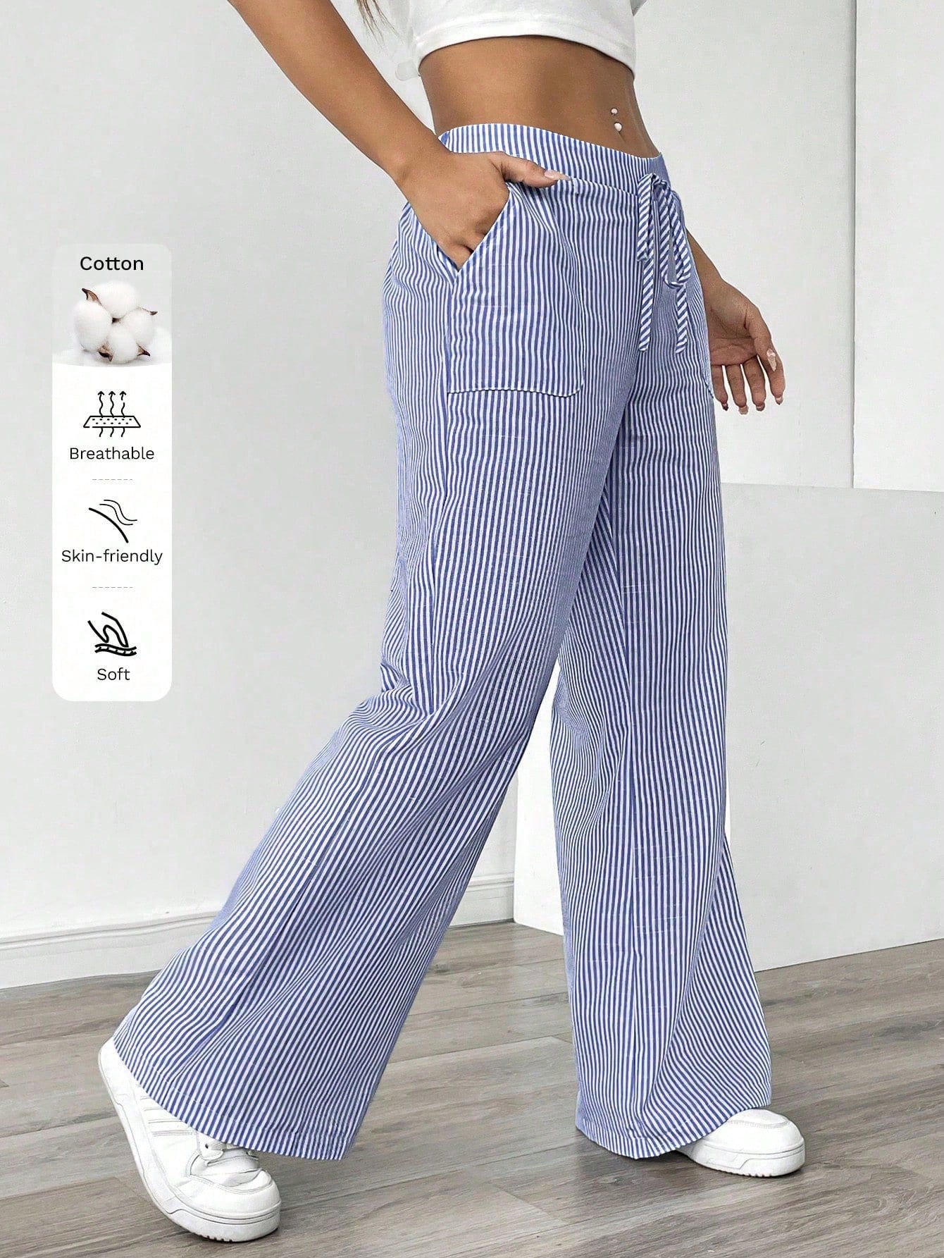 Calça feminina pantalona de algodão Lissy