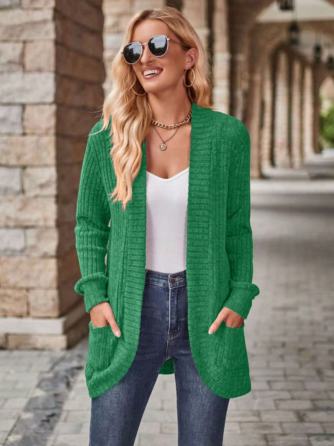 Cardigan feminino plus size canelado Claire