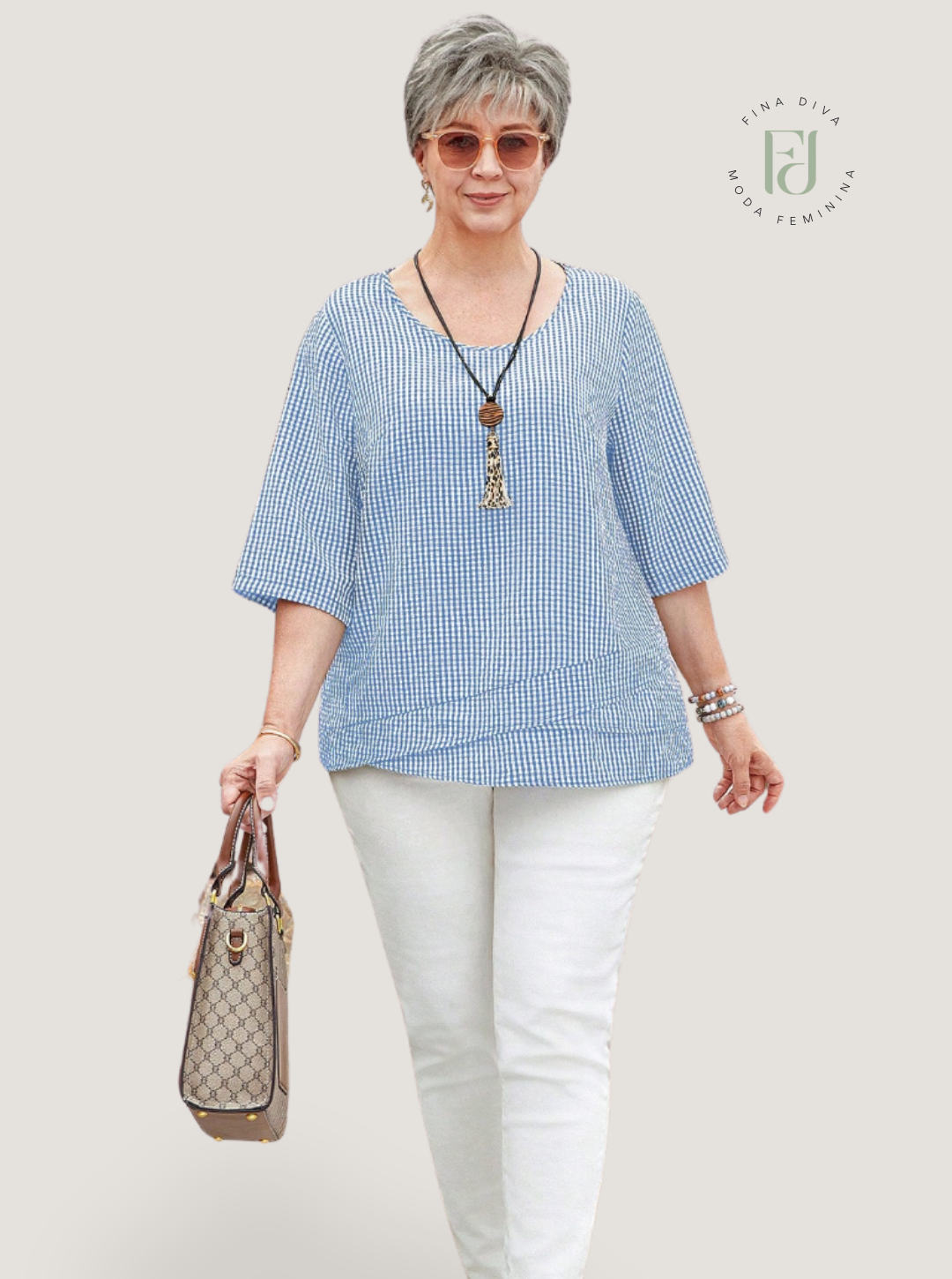 Blusa feminina xadrez plus size Adara