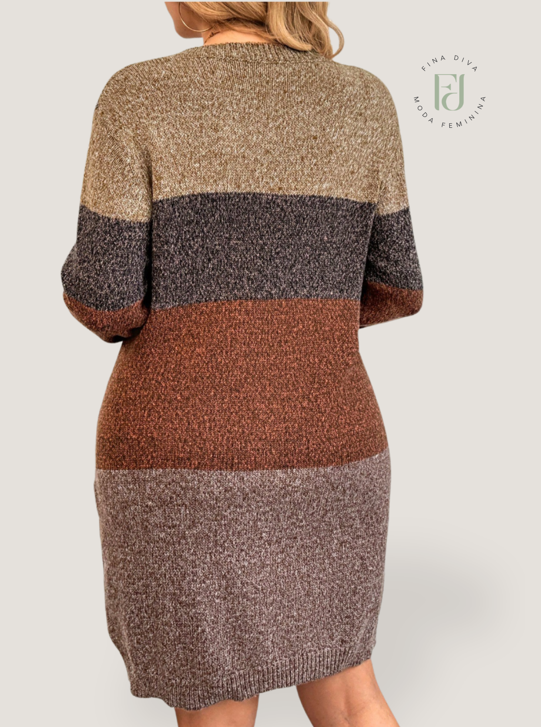 Vestido feminino plus size em tricô Tina
