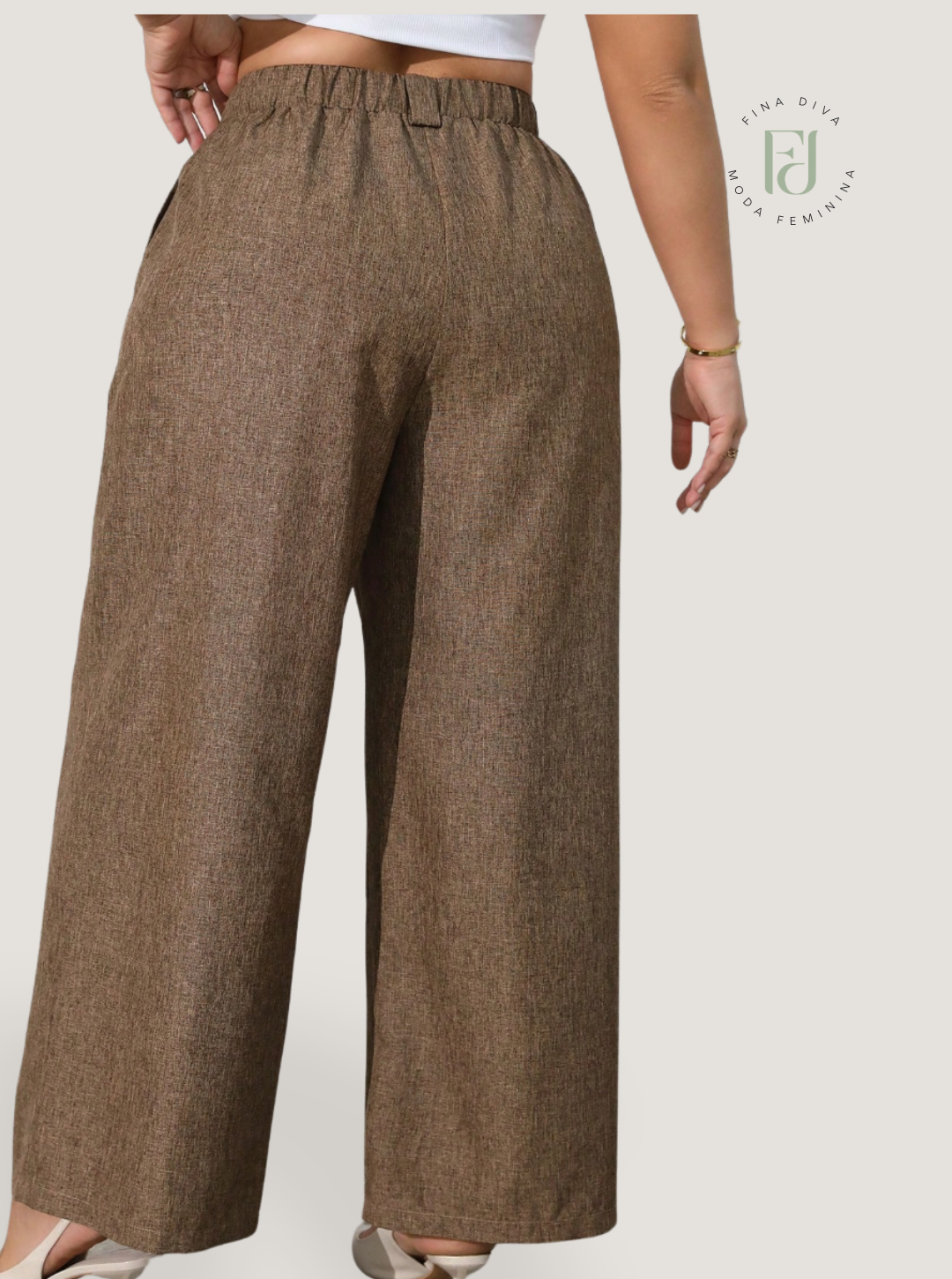 Calça feminina com falsos bolsos plus size Regina