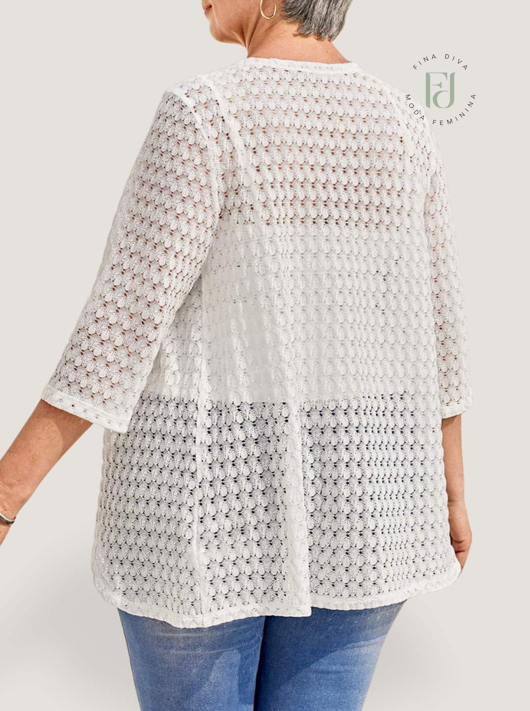 Cardigan feminino em tricô plus size Esmeralda