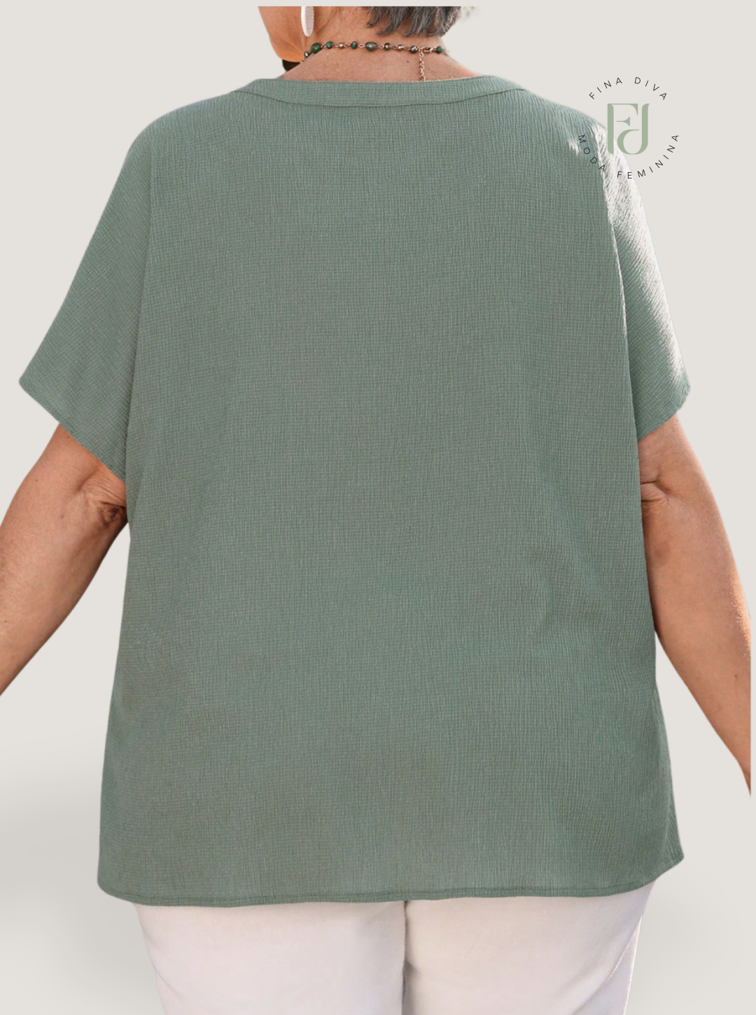 Blusa feminina manga curta plus size Grecia