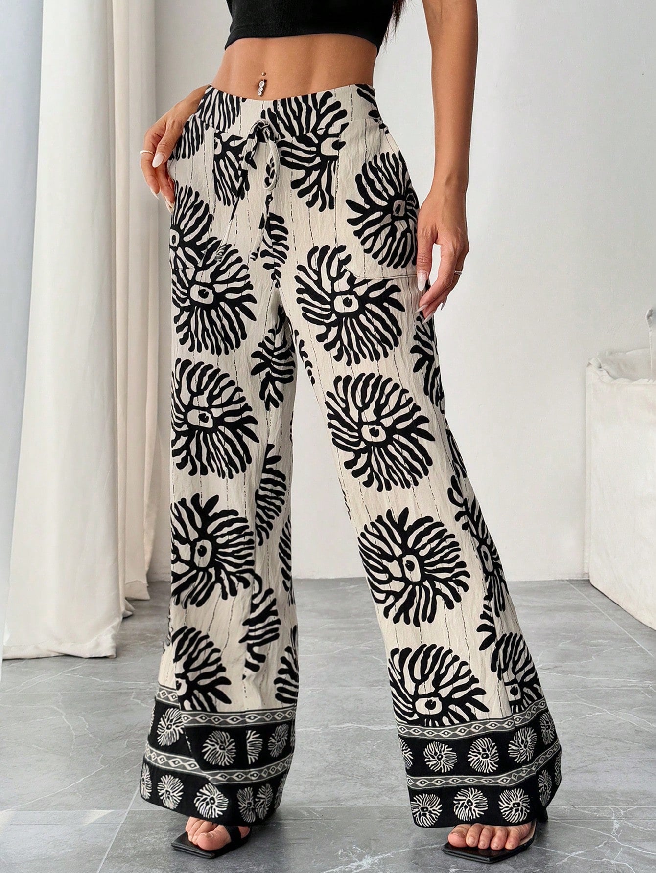 Calça feminina pantalona de algodão Lissy