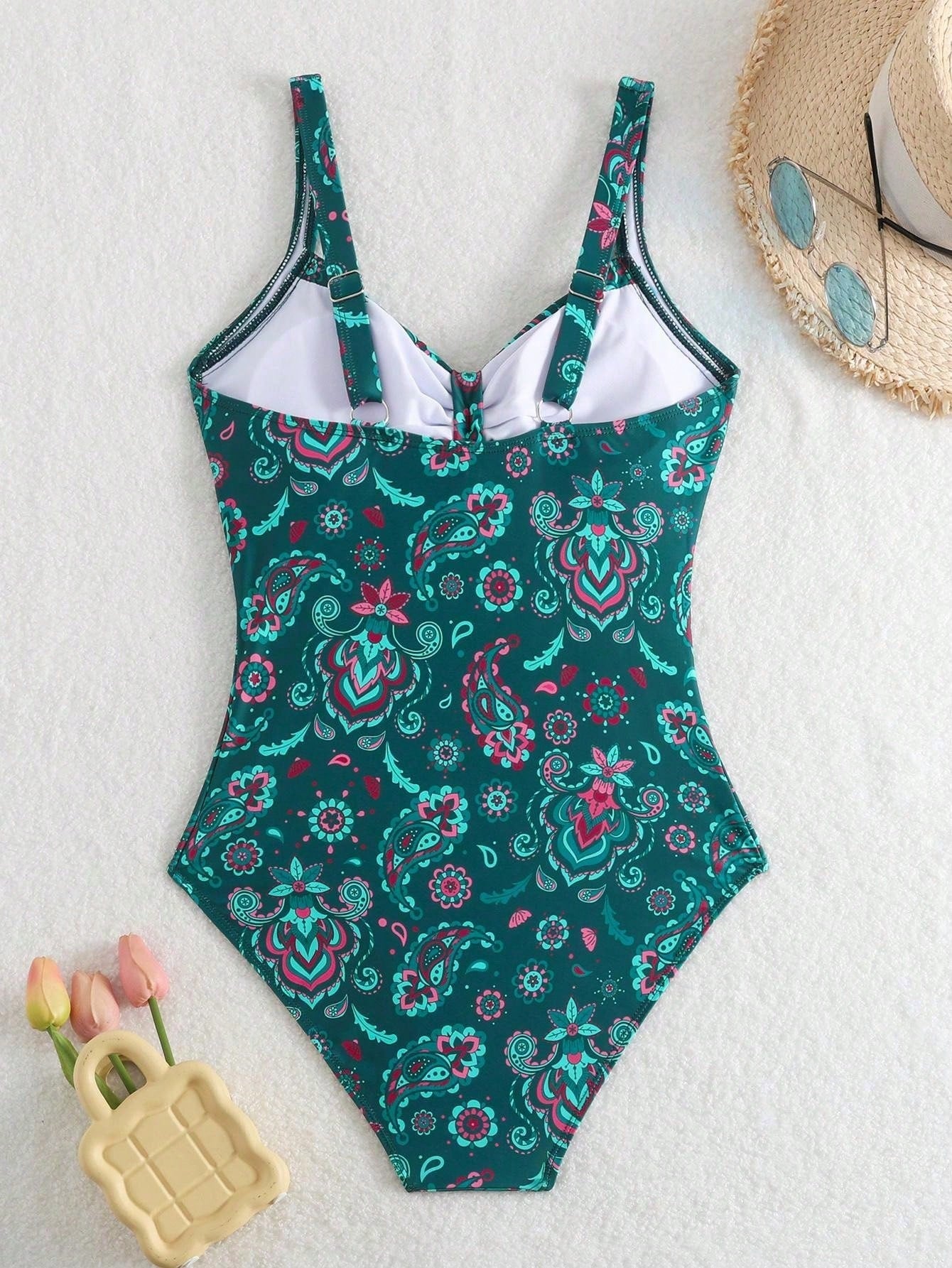 Maiô feminino com estampa floral e detalhe enrugado Nelly
