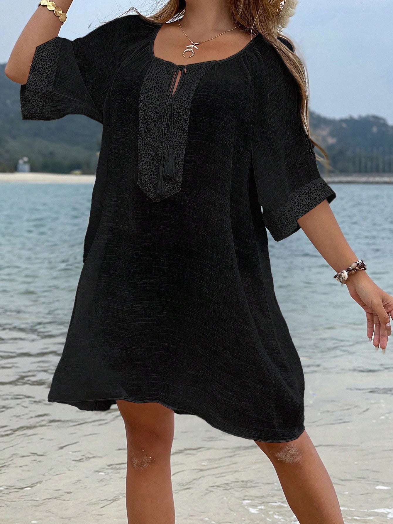 Saída Feminino de Praia Meia manga Nó na gola Patricia.