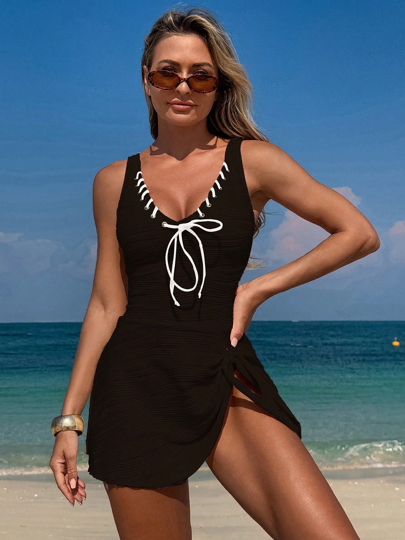 Tankini com parte superior Vestido de Praia Texturizado - Mika