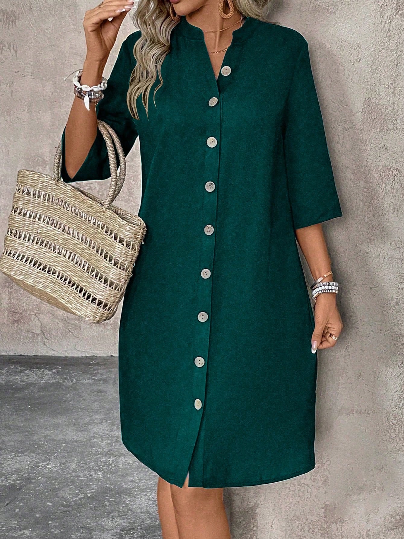 Vestido-Camisa Feminino com botões na frente - Leonor