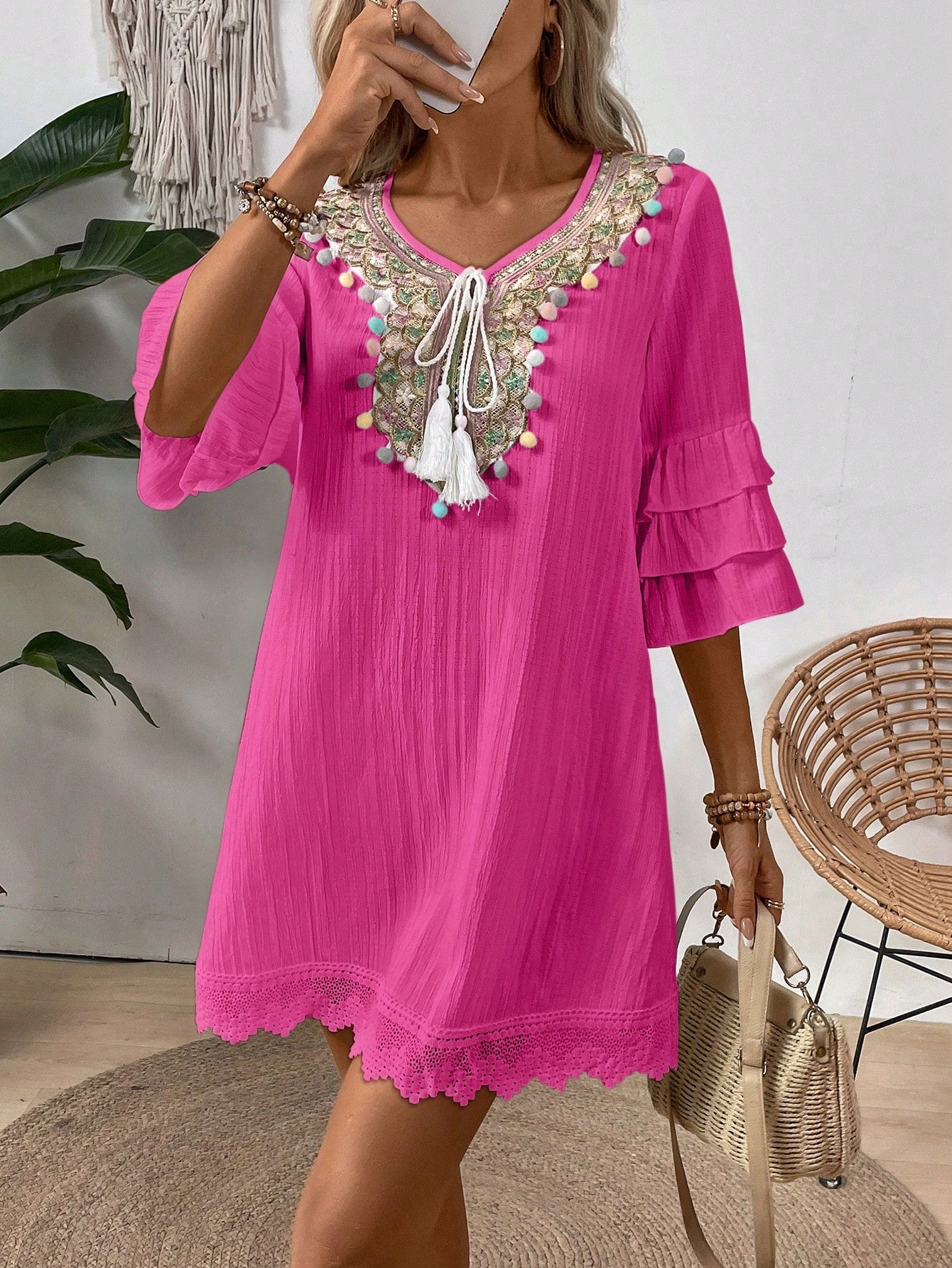 Vestido feminino branco manga 3/4 Andreia.