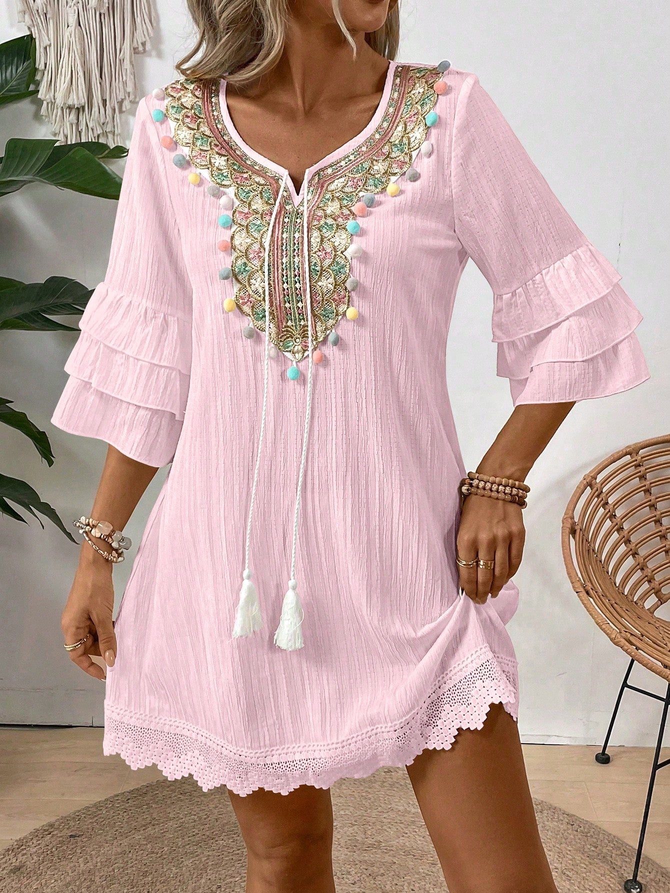 Vestido feminino branco manga 3/4 Andreia.