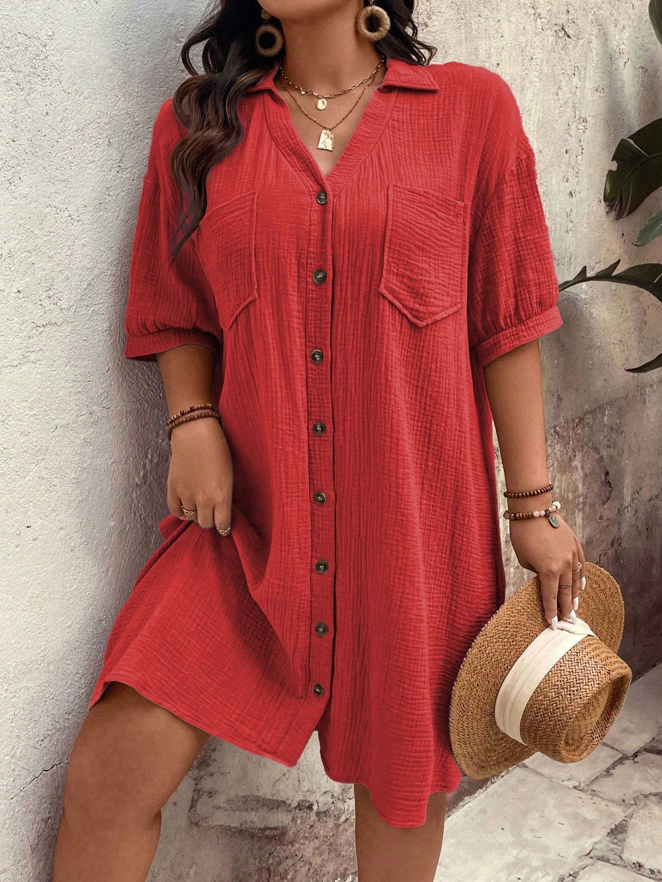 Vestido feminino tipo chamise plus size Daniela