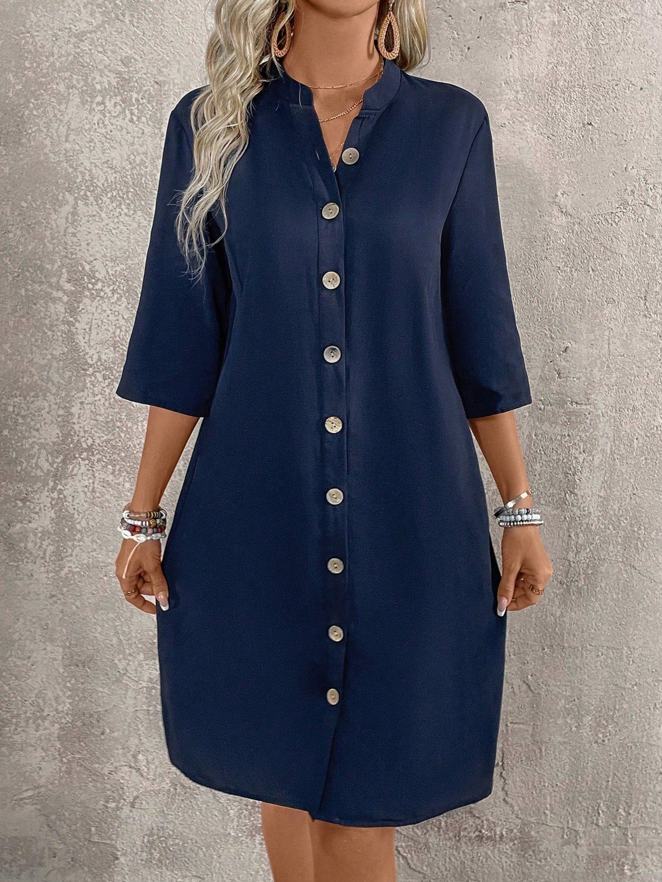 Vestido-Camisa Feminino com botões na frente - Leonor