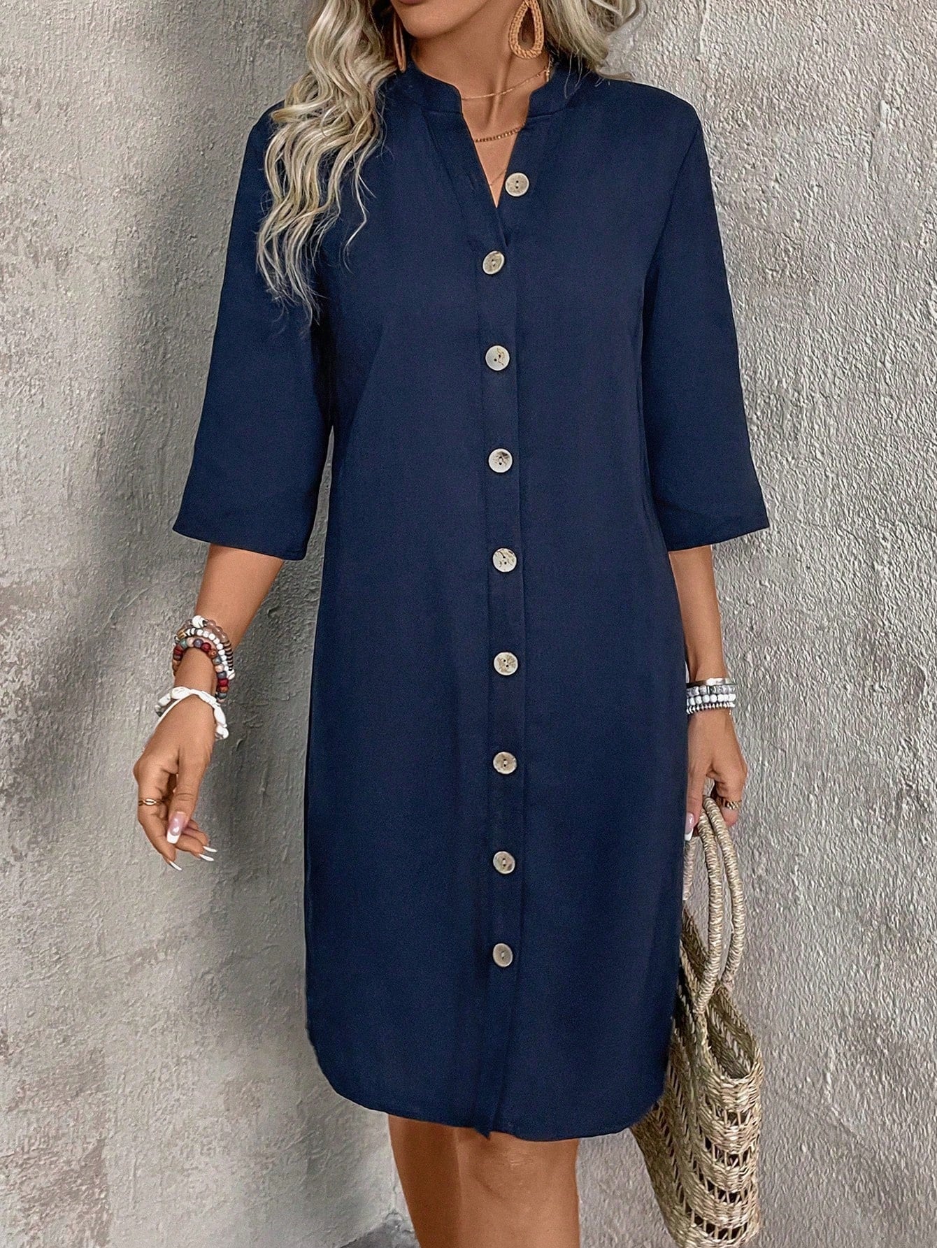 Vestido-Camisa Feminino com botões na frente - Leonor