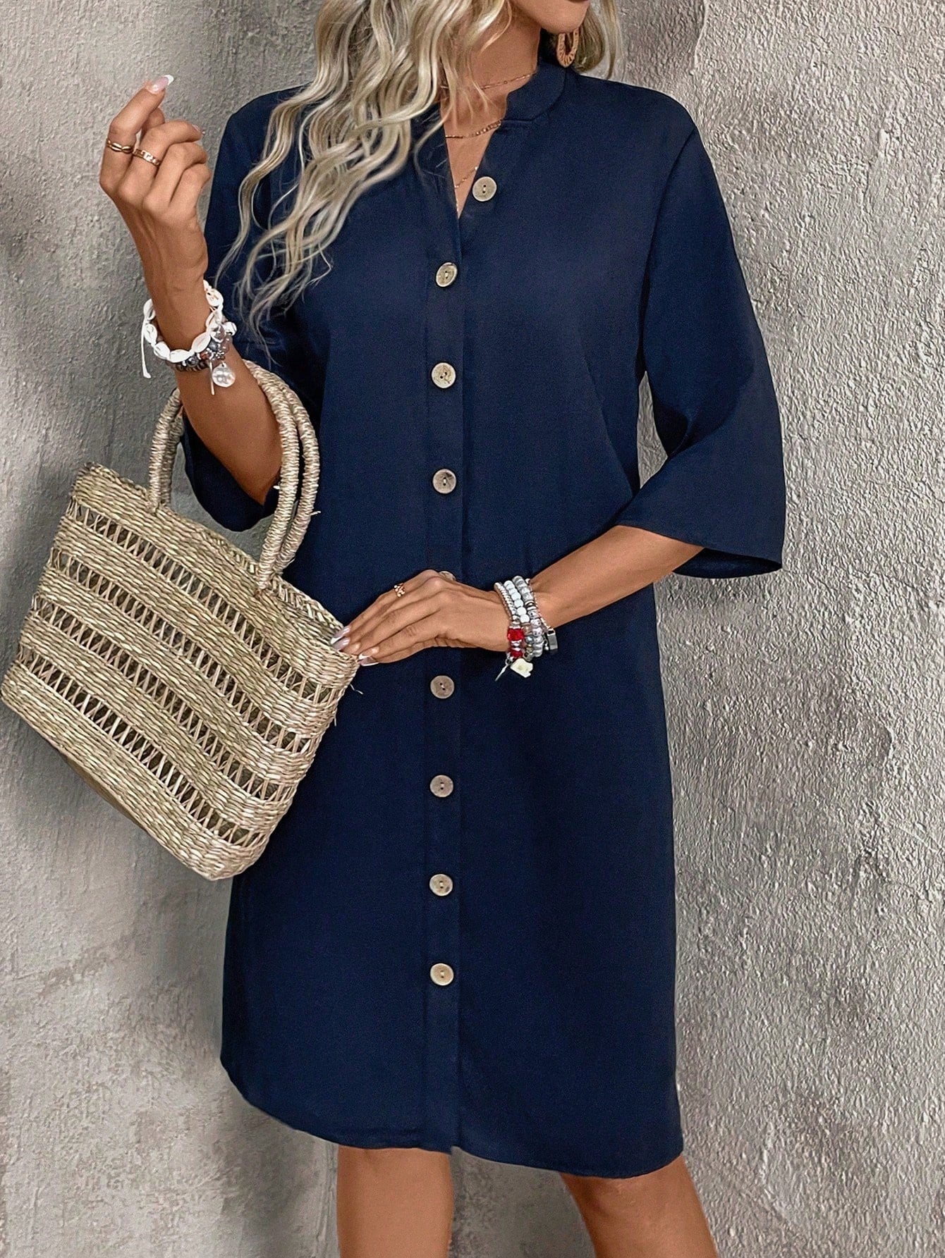 Vestido-Camisa Feminino com botões na frente - Leonor
