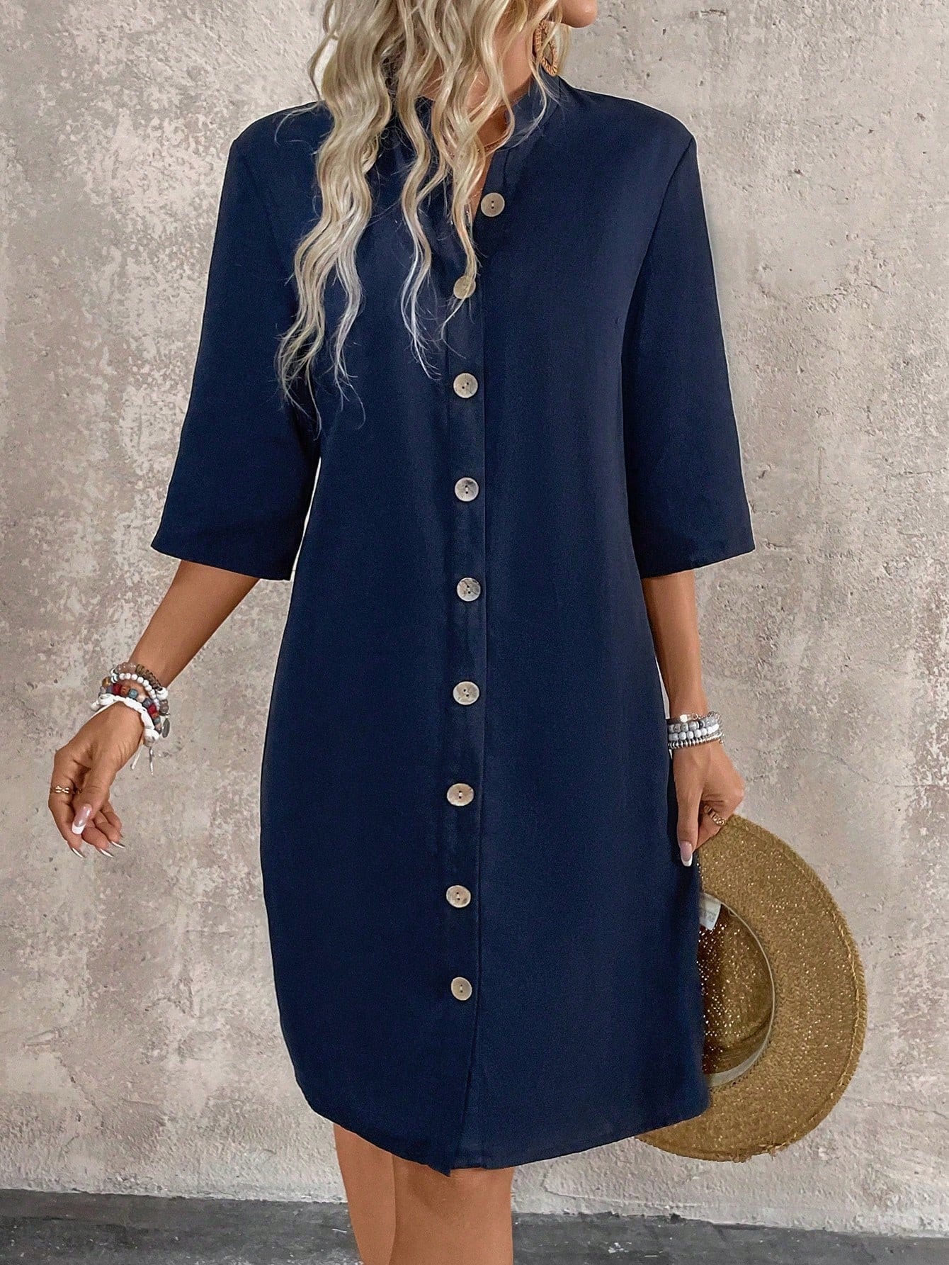 Vestido-Camisa Feminino com botões na frente - Leonor