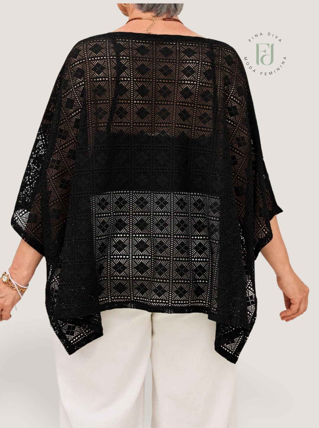 Blusa feminina plus size transparente Amara