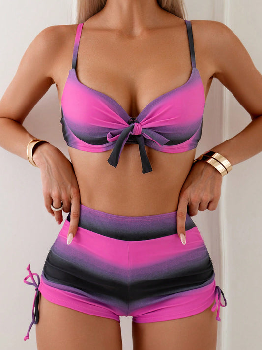 Shortkini feminino com estampa degradê Paloma