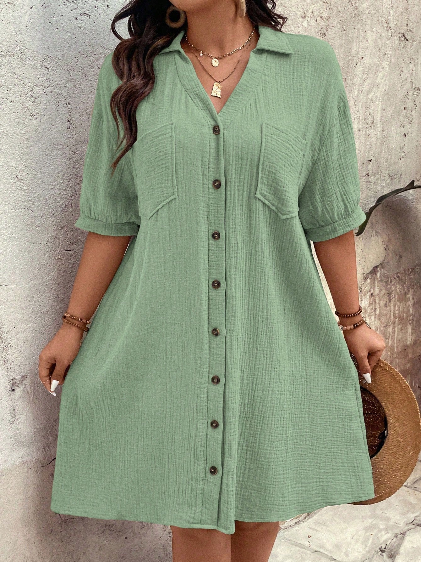 Vestido feminino tipo chamise plus size Daniela