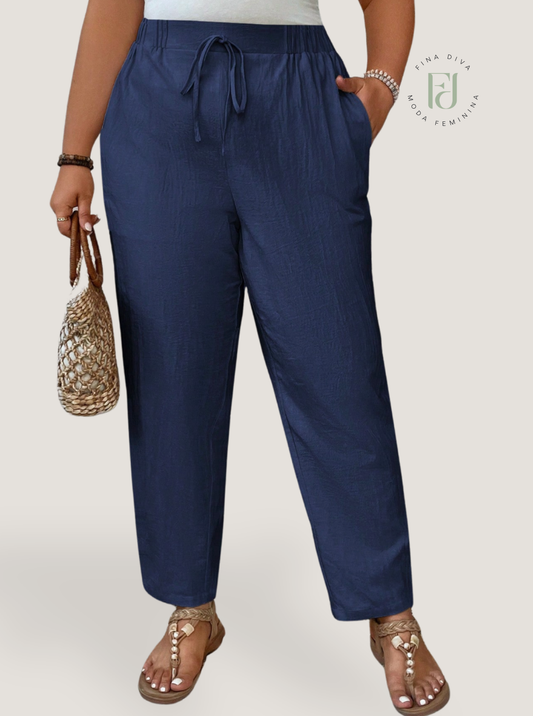 Calça feminina de Linho plus size Priscila