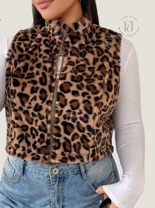 Colete peluciado plus size Samira