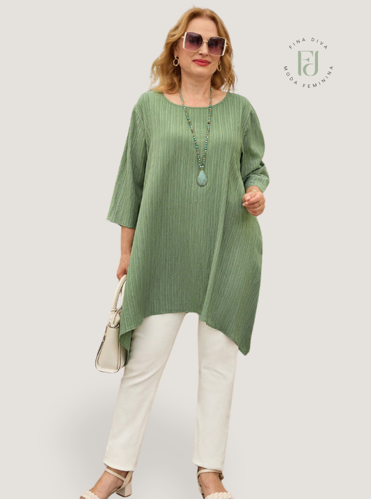 Blusa feminina assimétrica plus size Fanny