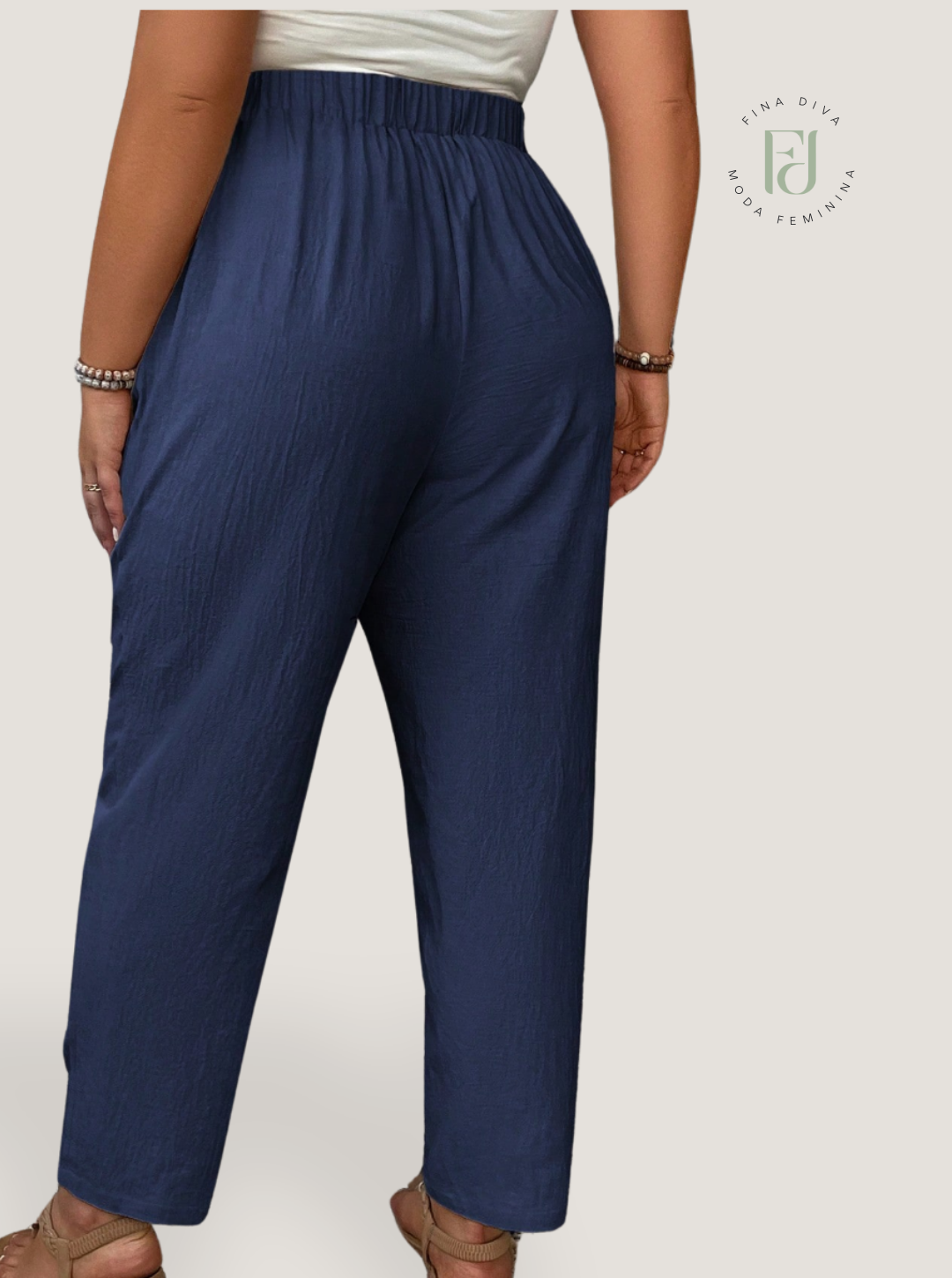 Calça feminina de Linho plus size Priscila