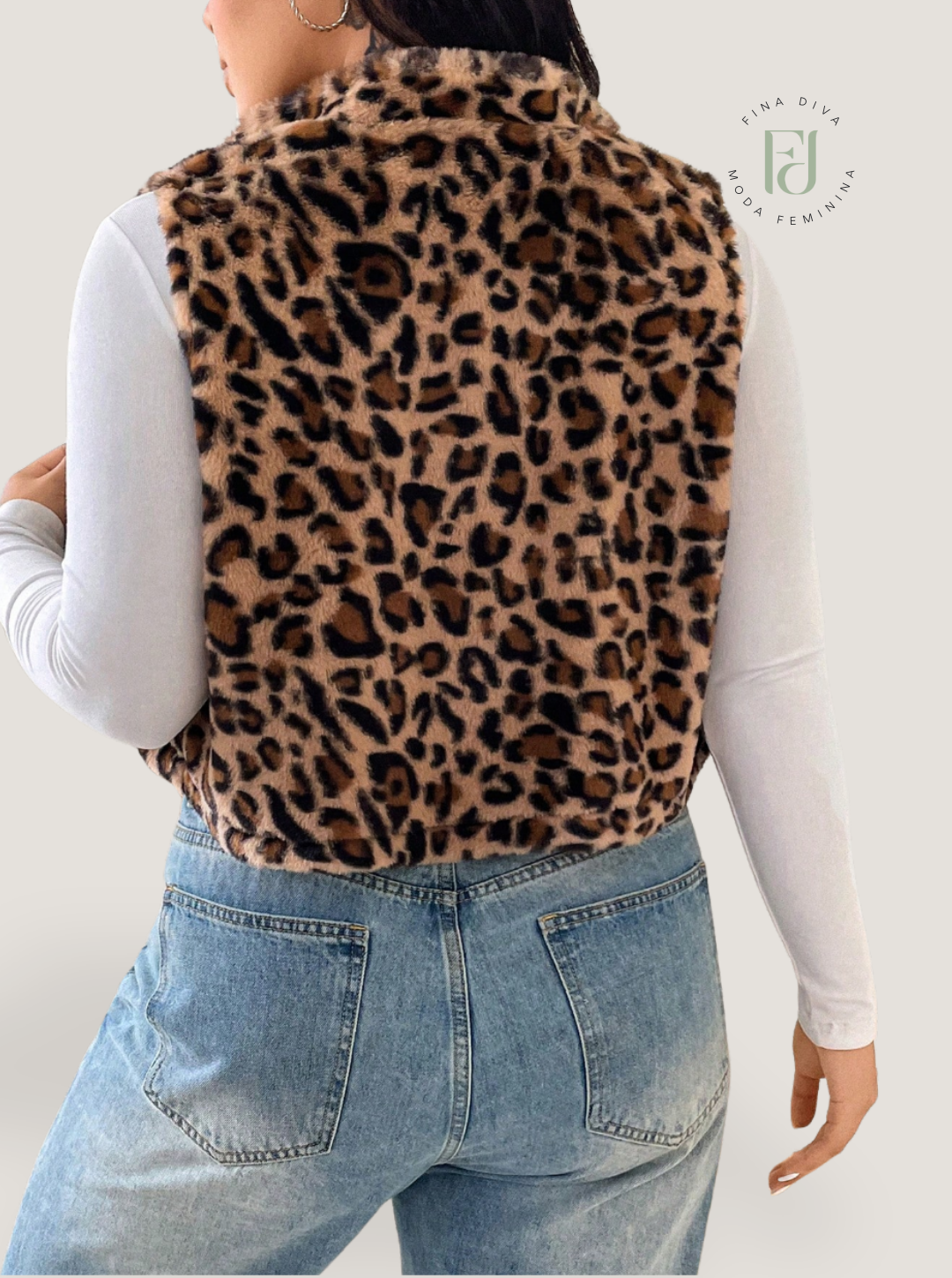Colete peluciado plus size Samira