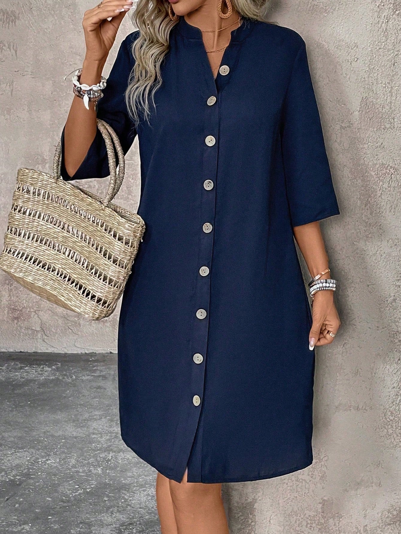 Vestido-Camisa Feminino  com botões na frente - Leonor