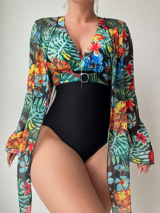 Maiô feminino com saída de praia e detalhe na cintura Amazonia