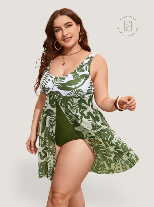 Maiô Feminino Gola Decote U plus size Marie.