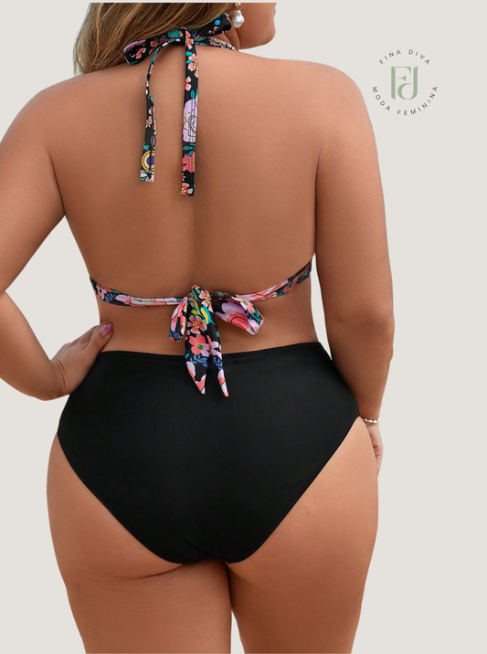Biquini feminino cintura alta plus size Jazmin.