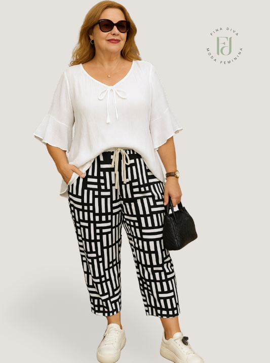 Blusa feminina de algodão plus size Braga