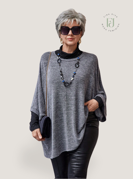 Camisa feminina manga morcego plus size Amelia