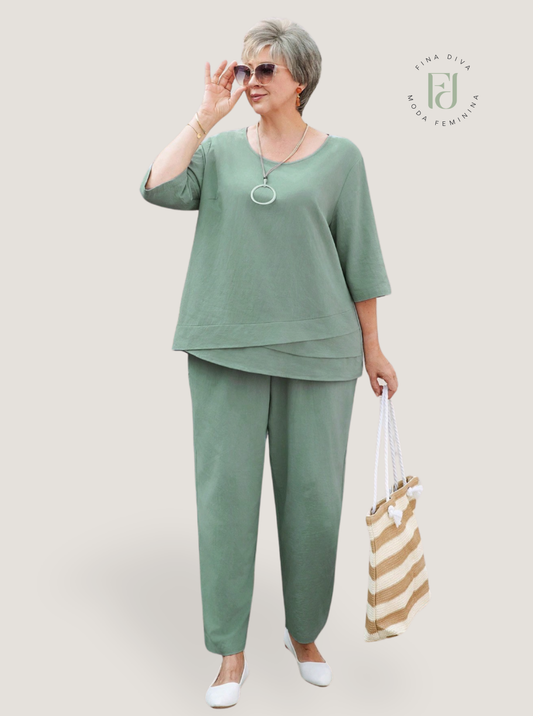 Conjunto feminino casual plus size Angelina